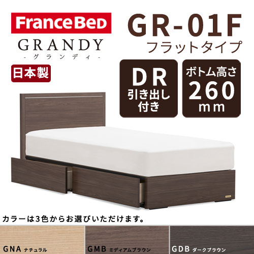 【フレームのみ】【開梱設置無料】フランスベッド グランディ GR-01F DRタイプ(引き出し付き) ボトム高さ26.0cm セミダブルサイズ(M)【代引き不可】
