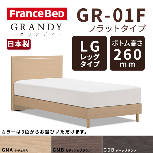 【フレームのみ】フランスベッド グランディ GR-01F LGタイプ(レッグタイプ) ボトム高さ26.0cm シングルサイズ(S)【都内・隣接県は開梱設置無料(日曜・祝日配送除く)】【代引き不可】