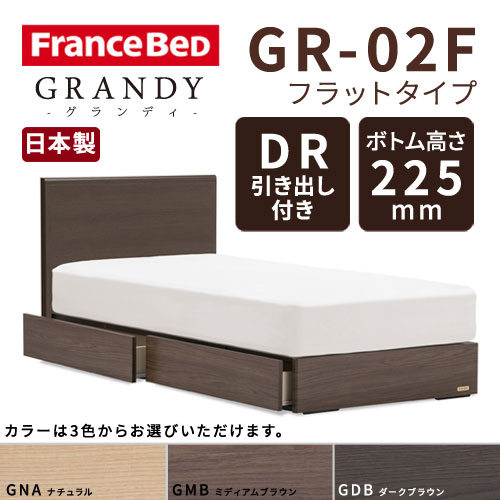 【フレームのみ】フランスベッド グランディ GR-02F DRタイプ(引き出し付き) ボトム高さ22.5cm セミダブルサイズ(M)【都内・隣接県は開梱設置無料(日曜・祝日配送除く)】【代引き不可】