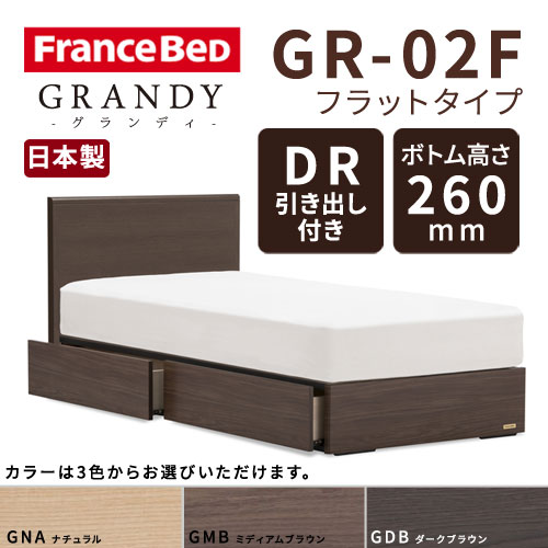 【フレームのみ】【開梱設置無料】フランスベッド グランディ GR-02F DRタイプ(引き出し付き) ボトム高さ26.0cm セミダブルサイズ(M)【代引き不可】