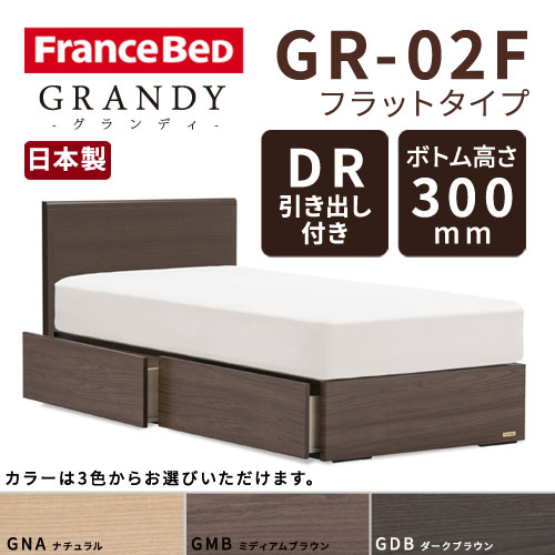 【フレームのみ】【開梱設置無料】フランスベッド グランディ GR-02F DRタイプ(引き出し付き) ボトム高さ30.0cm セミダブルサイズ(M)【代引き不可】
