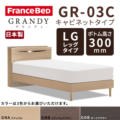 【フレームのみ】【開梱設置無料】フランスベッド グランディ GR-03C LGタイプ(レッグタイプ) ボトム高さ30.0cm シングルサイズ(S)【代引き不可】