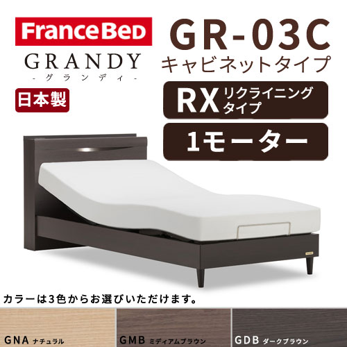 【フレームのみ】【開梱設置無料】フランスベッド グランディ GR-03C RX(リクライニングタイプ) 1モーター セミダブルサイズ(M)【代引き不可】