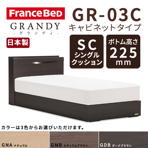 【フレームのみ】フランスベッド グランディ GR-03C SCタイプ ボトム高さ22.5cm シングルサイズ(S)【都内・隣接県は開梱設置無料(日曜・祝日配送除く)】【代引き不可】